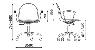 Wymiary krzesła AMIGO GTP