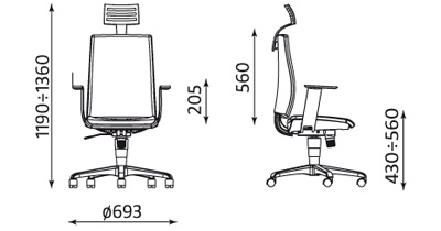 Wymiary krzesła Intrata operative O 12