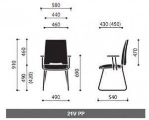 Krzeslo konferencyjne Arca 21V PP wymiary