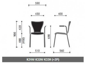 Krzesło konferencyjne sklejkowe Resso wymiary (3)