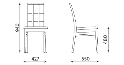 Wymiary krzesła Bergamo